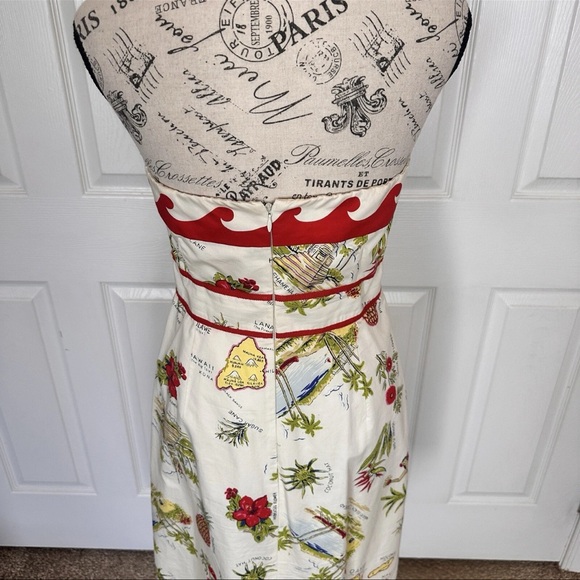 J. Crew Hula Girl Size 4 Dress Strapless Hawaiian Hawaii Beach Scene Aloha - Picture 4 of 15